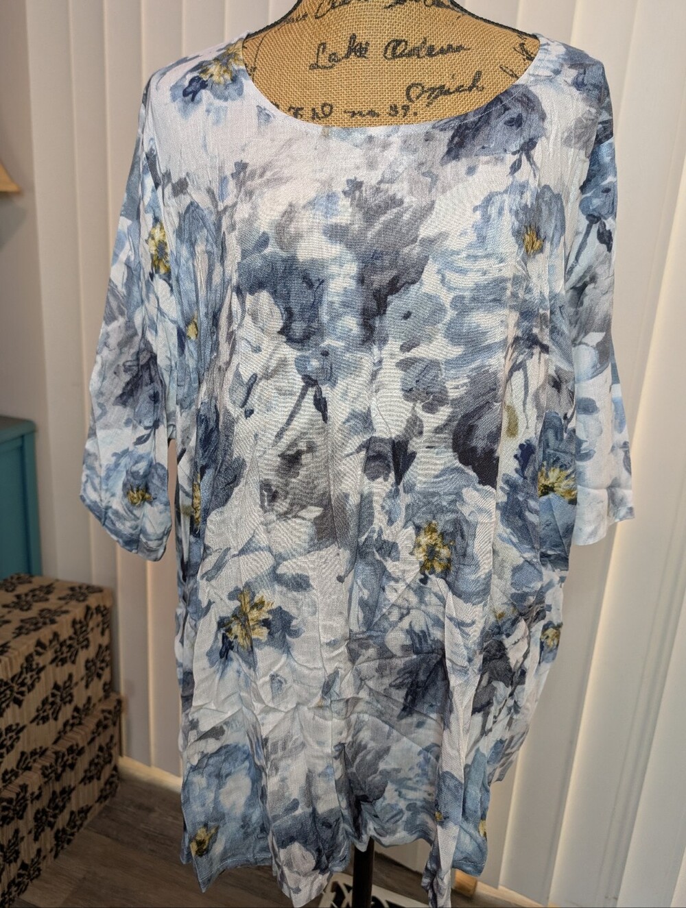Blue Sky Liza Blue Floral Blouse